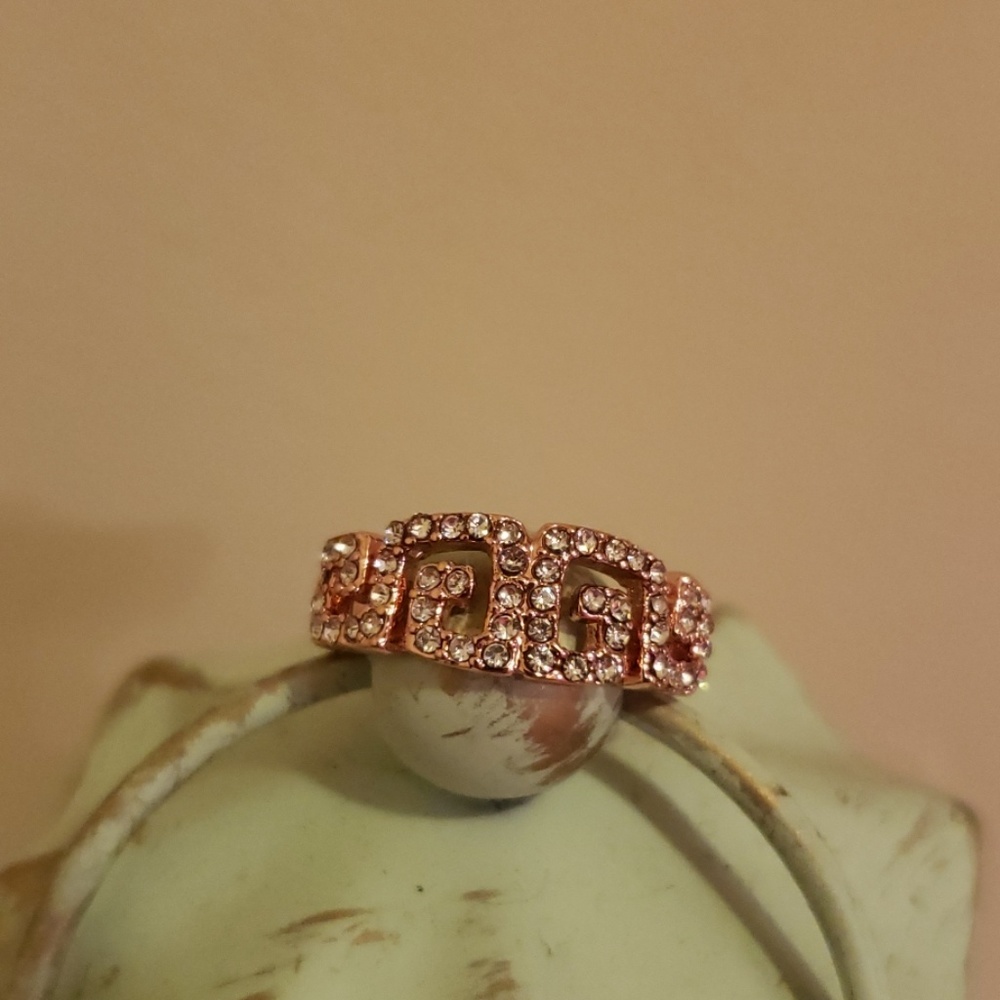 18k rose gold plated vertical and horizontal ring